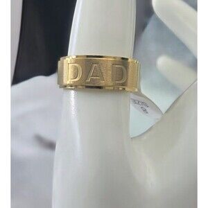 NWT Etched Dad Ring Gold Tone Stainless Steel Fashion Jewelry Father Gift Size 8
